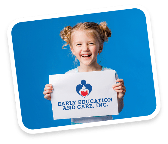 Little girl holding Early Education and Care, Inc. Logo blue background | Early Education and Care, Inc. is a non-profit organization providing early education for children ages 0 to 5 in and around Bay County, Florida. We support and provide quality care and education for children, families and child care providers. If you need assistance, we are prepared to help you now!